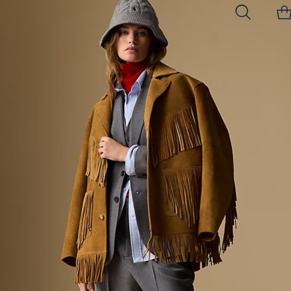 Brown Soft Suede Leather Fringe Jacket - Picture 14 of 16